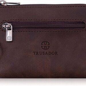 Milano Women Men Leather Coin Card Key Ring Wallet Pouch Purse Zipper Change Bag